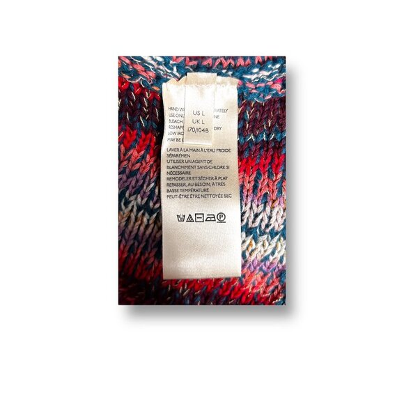 Free People L Radiate Pullover Sweater Rainbow Fringe Striped Boho Artsy NWT - Picture 6 of 11